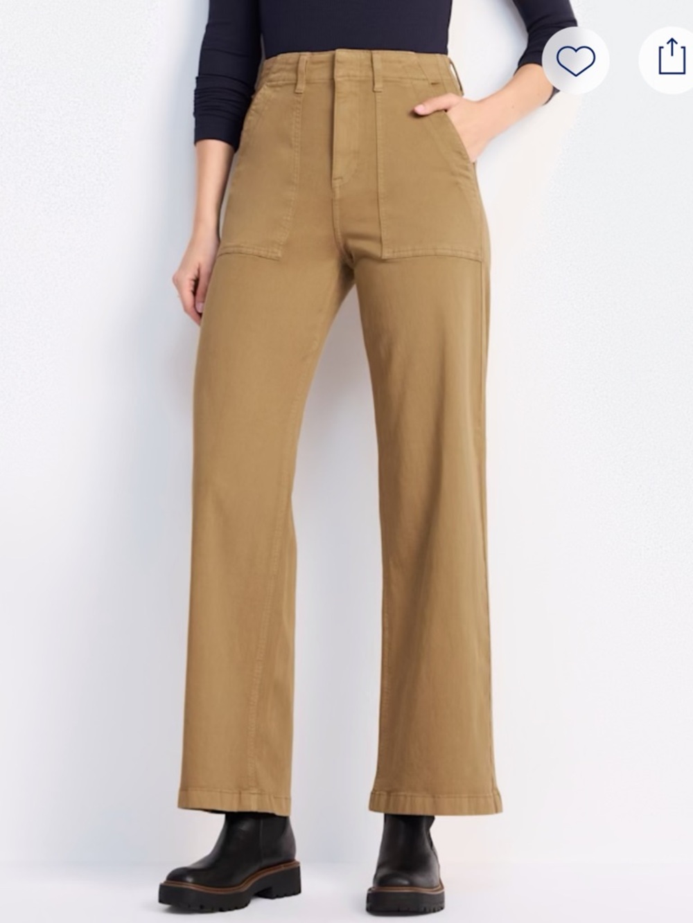 pistola Nicole Full Length Wide Leg Pant in Khaki l Chino - Picture 2 of 9